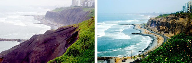 Orla de Miraflores no outono e no verão - Lima Peru