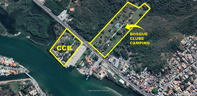 O Bosque Clube Camping fica em frente ao CCB de Cabo Frio
